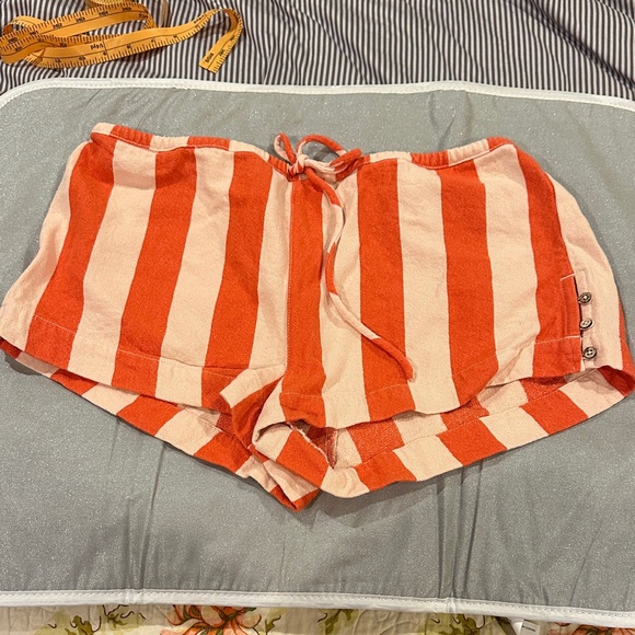 Free People Red and Cream Striped High Waist Shorts - Picture 1 of 3